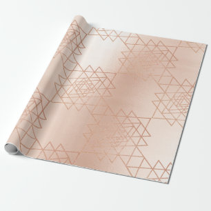 Papier Cadeau Géométrie Hexagon Or Métallurgique Rose Rose Rose