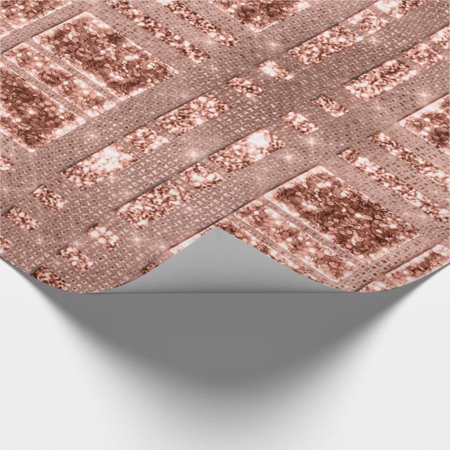 Papier Cadeau Géométrie Rose brillant Parties scintillant en cui (Coin)