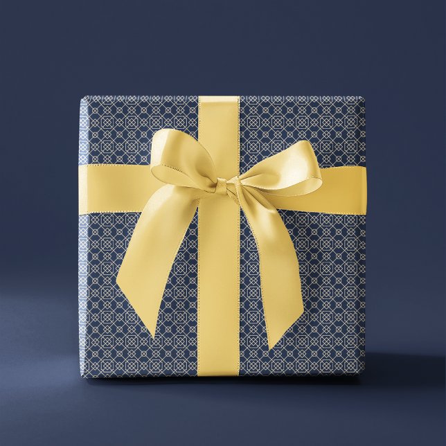 Papier Cadeau Géométrique arabe | Marine Blue Gold (Créateur téléchargé)