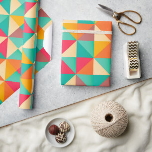 Papier Cadeau Géométrique du milieu du siècle rétro tendance col