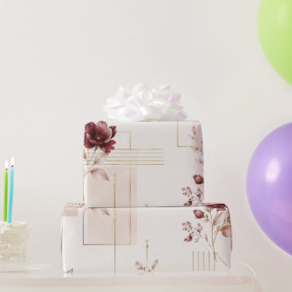 Papier Cadeau Géométrique Floral Élégant