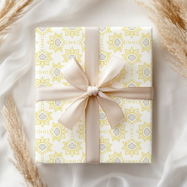 Papier Cadeau Géométrique jaune et gris (Créateur téléchargé)