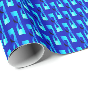Papier Cadeau Géométrique métallique d'art déco - bleu de cobalt
