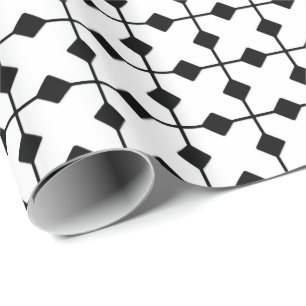 Papier Cadeau Géométrique moderne, Diamants - Blanc et noir
