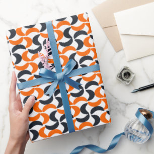 Papier Cadeau Géométrique moderne Orange Swirl