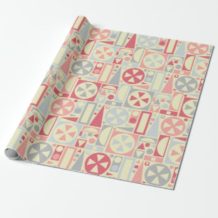 Papier Cadeau Géométrique rose moderne de la rétro moitié du