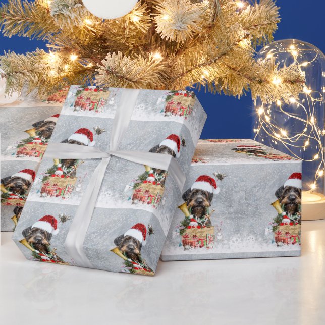 Papier Cadeau German Wirehaired Pointer  Merry Christmas! (Vacances)