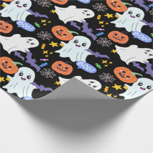 Papier Cadeau Ghosts mignons avec Halloween Citrouille