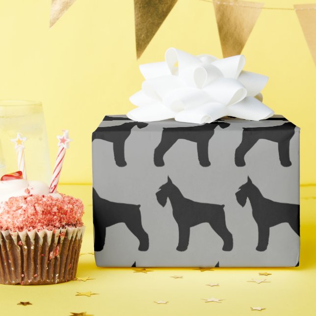 Papier Cadeau Giant Schnauzer Silhouettes Motif Amoureux des chi (Fête d'anniversaire)
