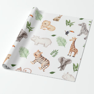 Papier Cadeau gibier Animal With Jungle Tree