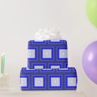 Papier Cadeau Gift wrap - Concentric Squares in Blue Tones