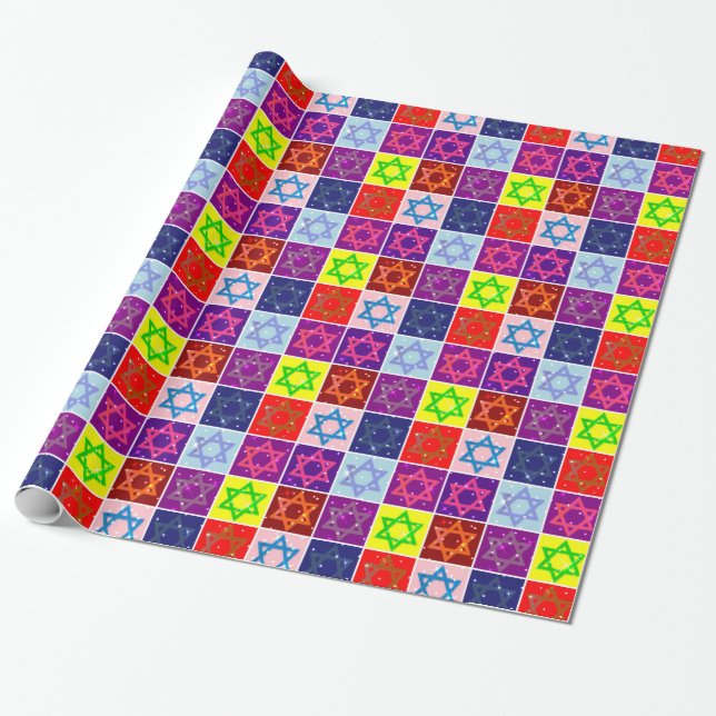 Papier Cadeau Giftwrap - étoiles juives - papier de Giftwrapping (Déroulé)