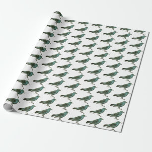 Papier Cadeau Giftwrap :  Oiseaux bleus de bonheur
