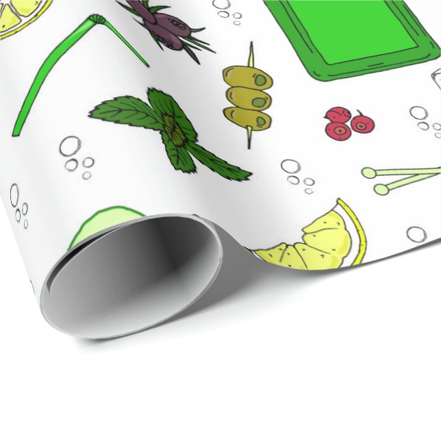 Papier Cadeau Gin Tonic Love Gin Drinker Cocktail Motif (Coin rond)