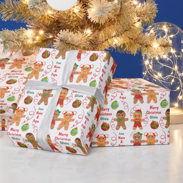 Papier Cadeau Gingerbread Cookies et ornements de Noël (Vacances)