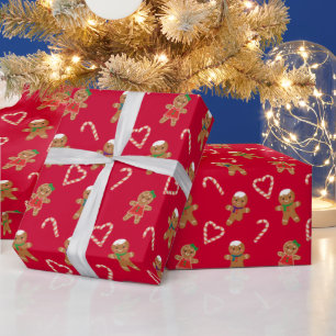 Papier Cadeau Gingerbread Homme Cookies Motif