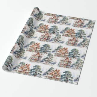 Papier Cadeau Gingerbread House in winter Pattern Wrapping Paper