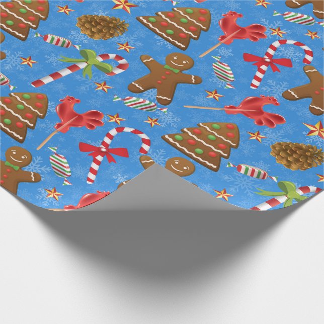 Papier Cadeau Gingerbread Man, Candy et lollipop (Coin)