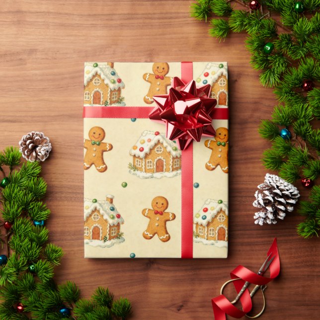 Papier Cadeau Gingerbread Men (Cadeau de vacances)