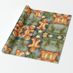 Papier Cadeau Gingerpain, biscuits et étoiles