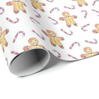 Papier Cadeau Gingerpain biscuits et lollipop motif