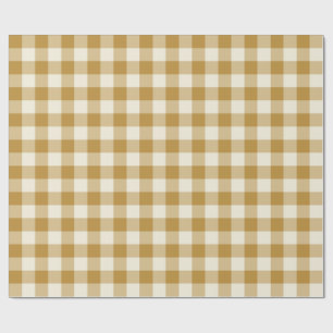 Papier Cadeau Gingham à carreaux jaune moutarde classique