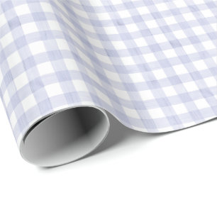 Papier Cadeau Gingham Bleu Aquarelle