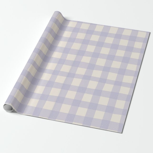 Papier Cadeau Gingham Check Pattern with White Speckles (Déroulé)