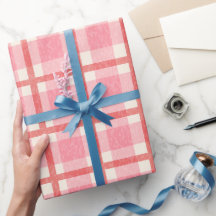 Gingham de Noël rose et rouge