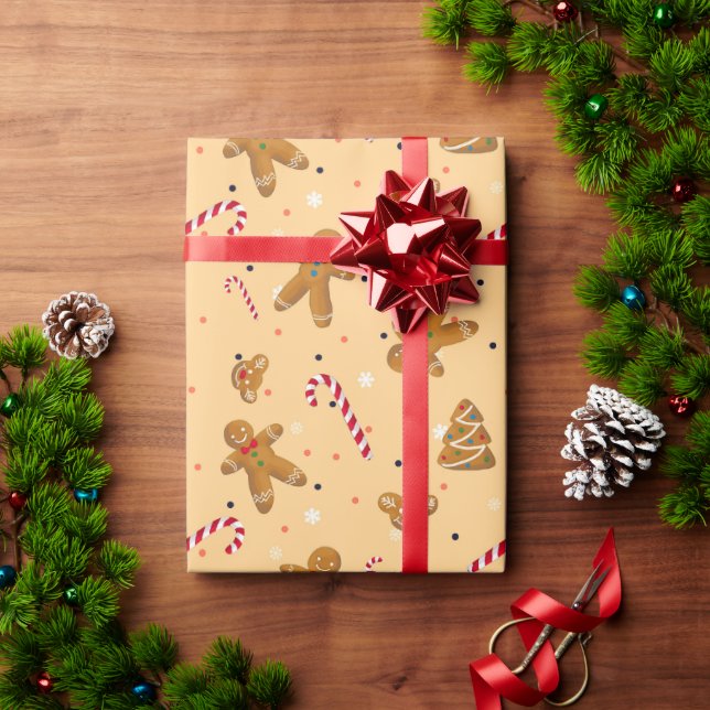 Papier Cadeau Gingmen, bonbons, biscuits de Noël (Cadeau de vacances)