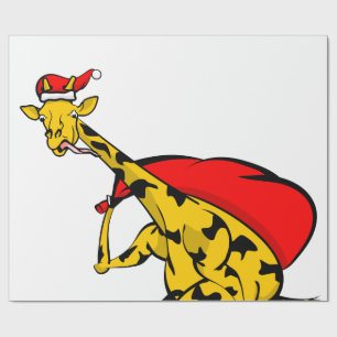 Papier Cadeau Girafe à vélo Noël au Père Noël
