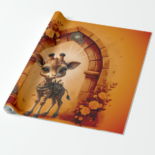 Papier Cadeau Girafe de bébé en steampunk-dessin animé