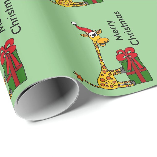 Papier Cadeau Girafe drôle dans la conception de Noël de (Coin rond)