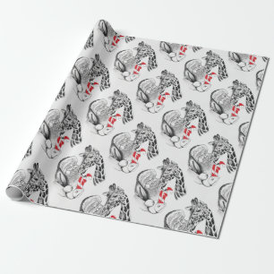 Papier Cadeau Girafe et Noël du père noël