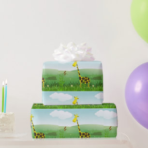 Papier cadeau girafe pour enfants mignons