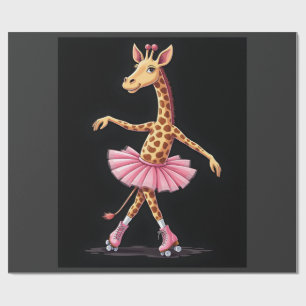 Papier Cadeau Girafe sur des patins à roulettes en débardeur tut