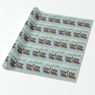 Papier Cadeau Girafes Chanukah Menorah