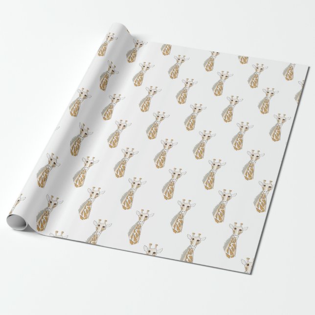 Papier Cadeau Giraffe, Anniversaire, Fête de Noël, Papier à enve (Déroulé)