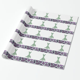 Papier Cadeau Giraffe assise avec de la fourrure de Giraffe Impr
