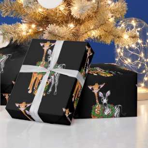 Papier Cadeau Giraffe Festive, Zèbre, Pa d'enveloppement de tigr