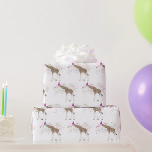 Papier Cadeau Giraffe Fête Safari Animaux ayant une fête