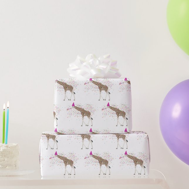 Papier Cadeau Giraffe Fête Safari Animaux ayant une fête (Cadeaux de fête)