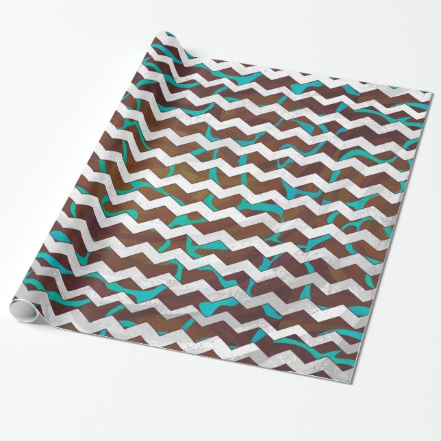 Papier Cadeau Giraffe Impression Brown et Turquoise (Déroulé)