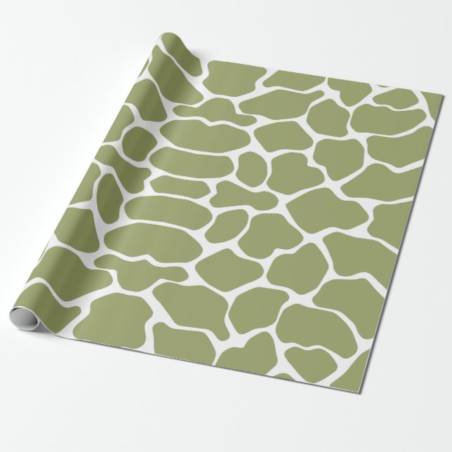 Papier Cadeau Giraffe Safari verte (Déroulé)
