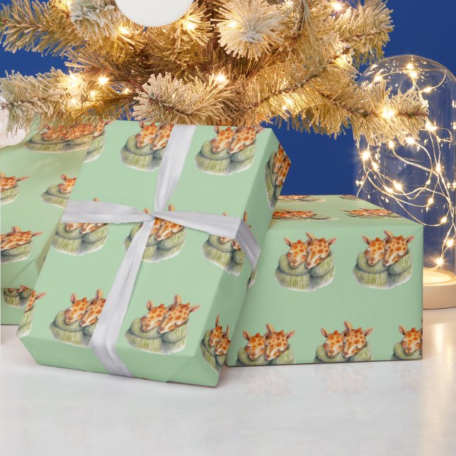 Papier Cadeau Giraffes dormantes jumelles (Vacances)