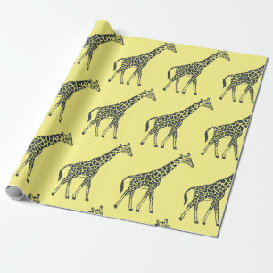 Papier Cadeau Giraffes sur Jaune