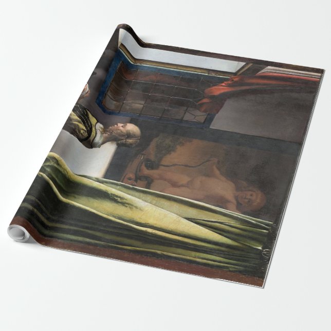Papier Cadeau Girl Reading a Letter à Open Window, Vermeer (Déroulé)