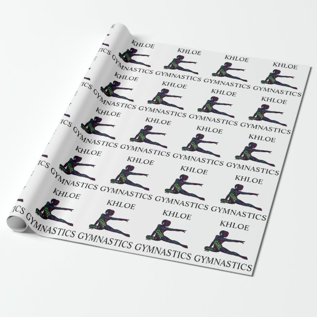 Papier Cadeau Girls Gymnastique Word Art (Déroulé)