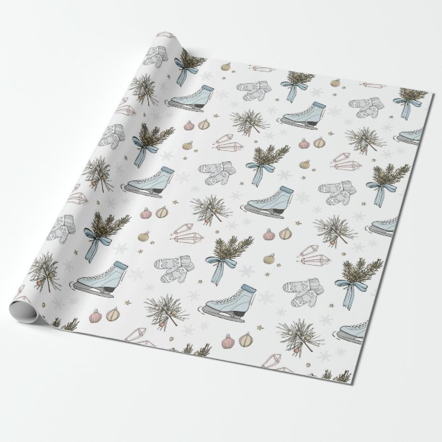 Papier Cadeau glace de patinage de Noël (Déroulé)