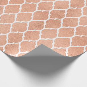 Papier Cadeau Glam blanc Quatrefoil rose rose or